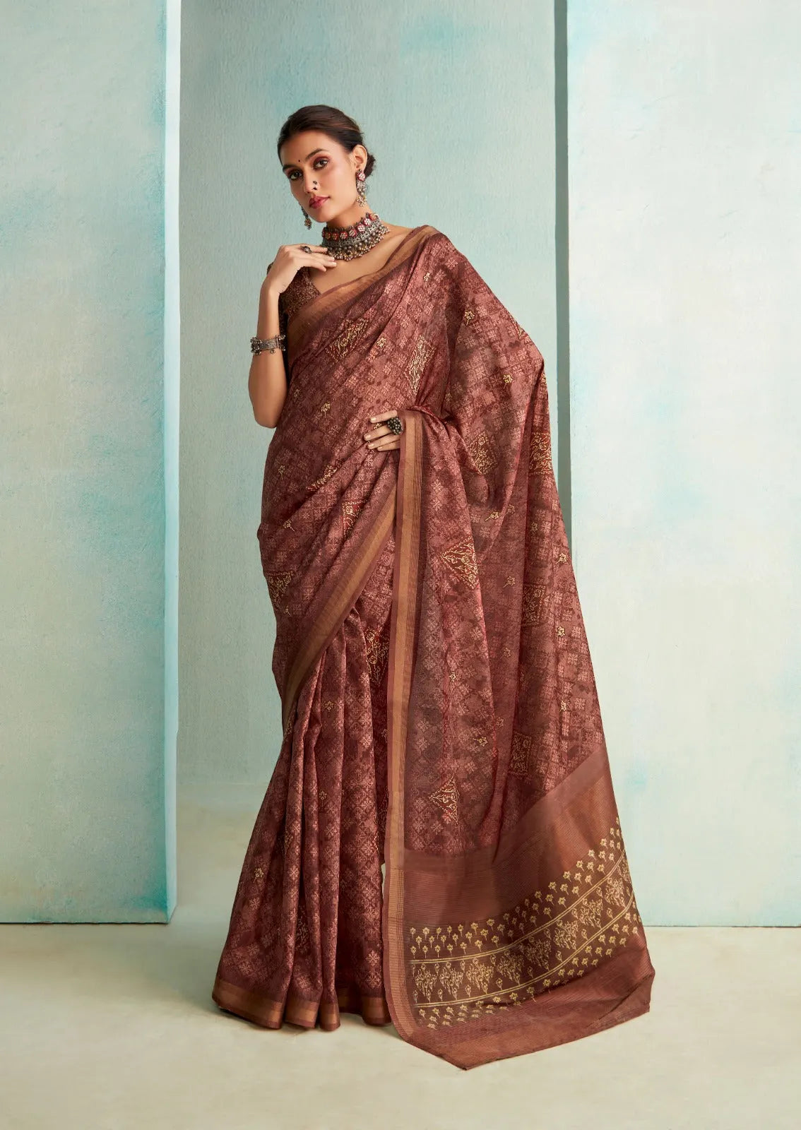 Breathtaking Brown Handloom Silk Weave Saree Cheapest Pice Cheap Online