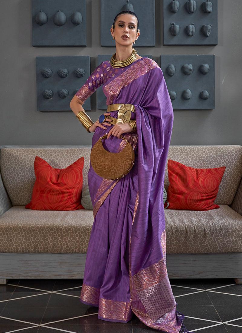 Handloom Weaving Lavender Classic Silk Saree Visit New Sale Online