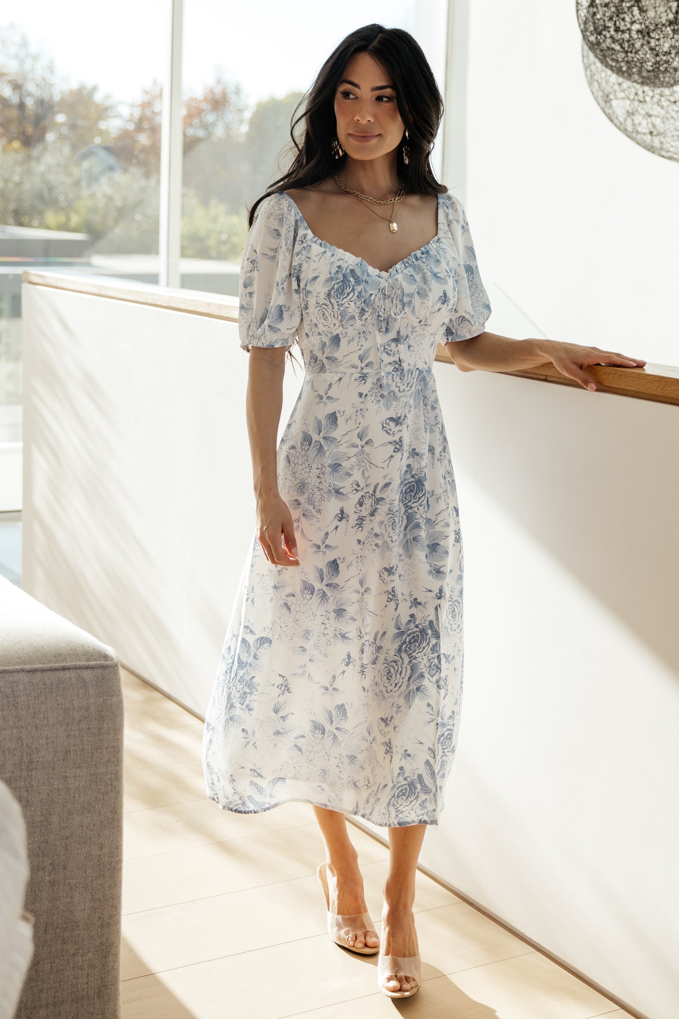 Cadence Midi Dress | Blue Floral Pices Cheap Online