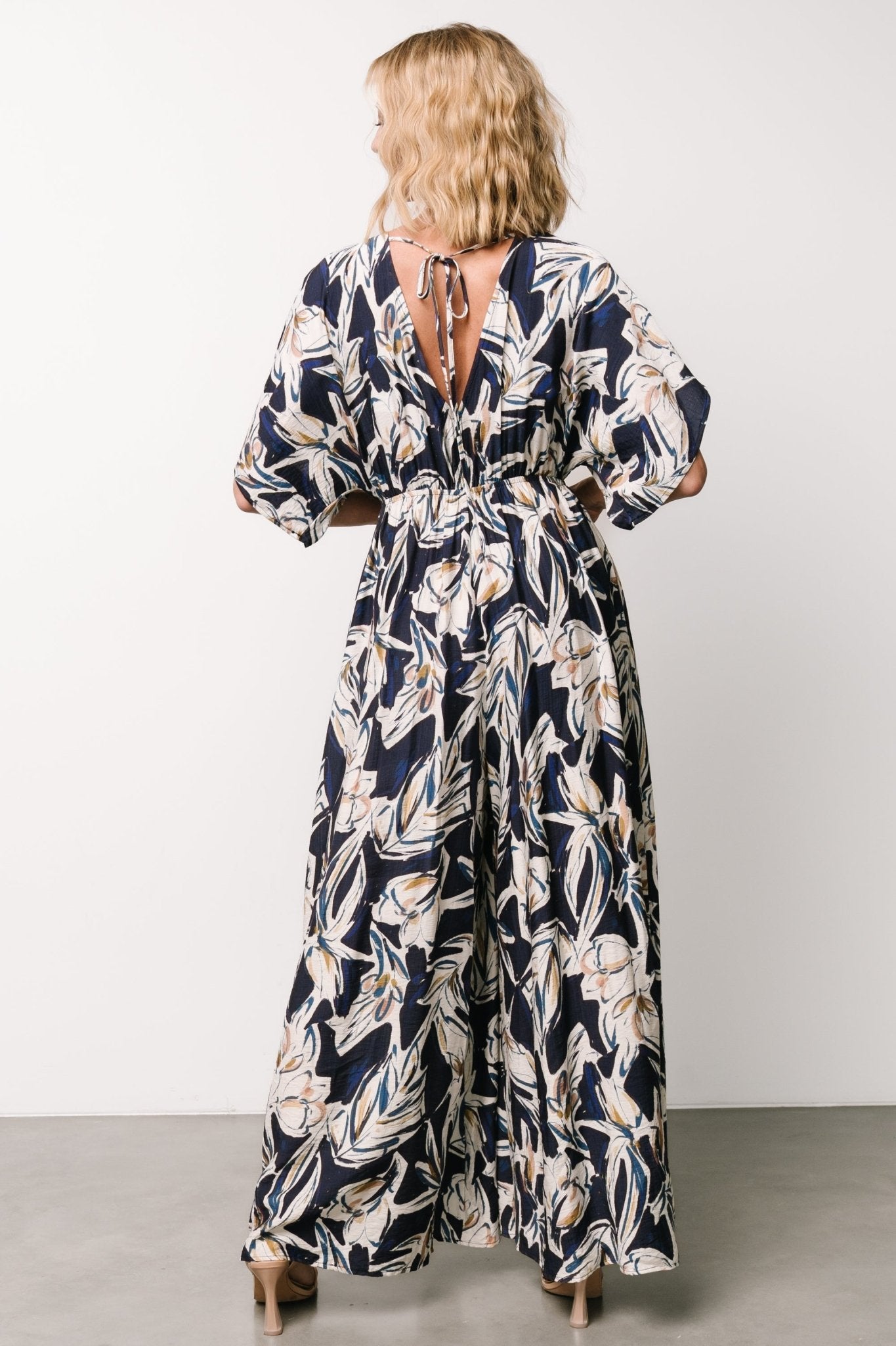 Giada Wide Leg Jumpsuit | Navy + Off White Clearance Limited Edition