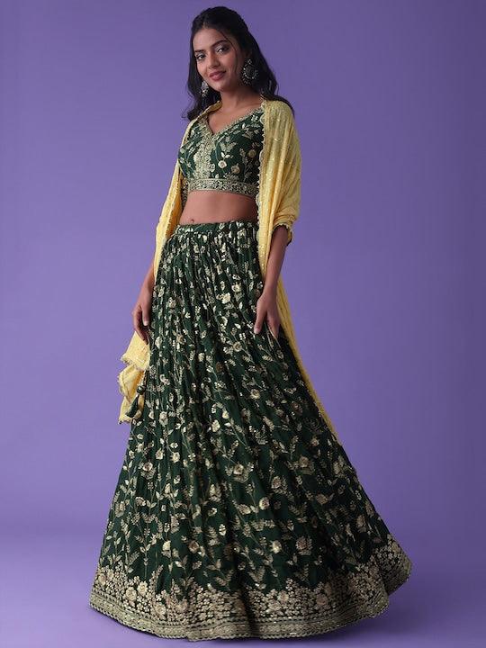 green Georgette appliqué Lehenga choli Geniue Stockist Online