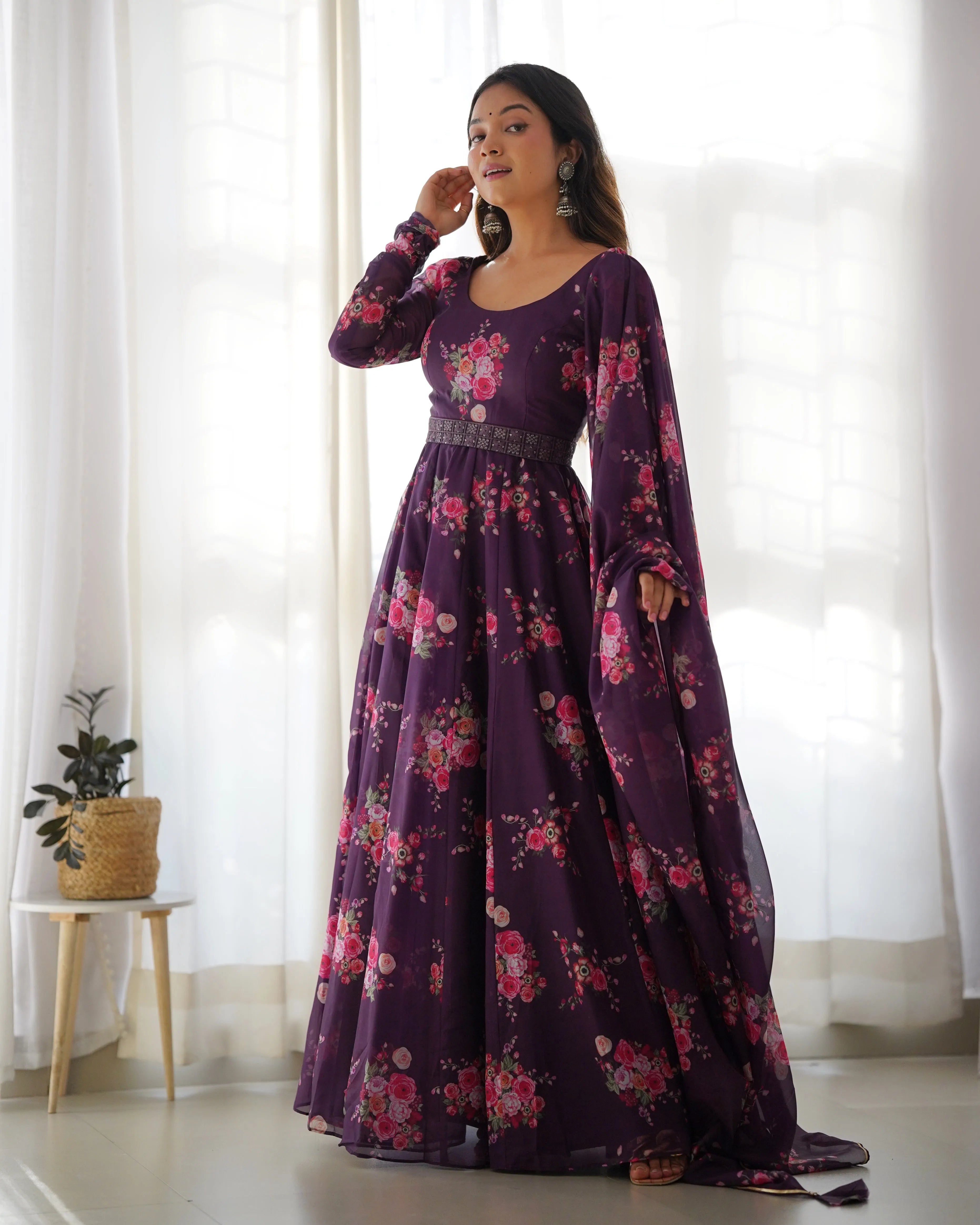 Enchanting Organza Silk Floral Digital Printed Anarkali Pant Suit Sale Best Seller