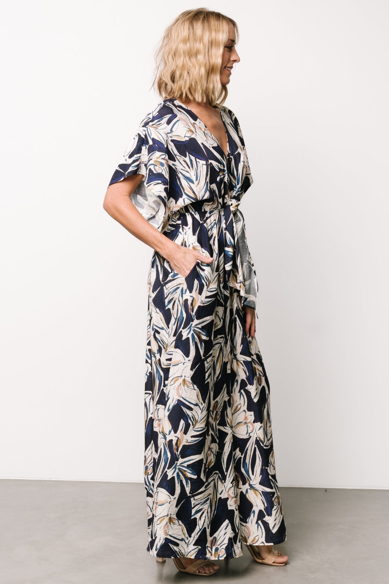 Giada Wide Leg Jumpsuit | Navy + Off White Clearance Limited Edition