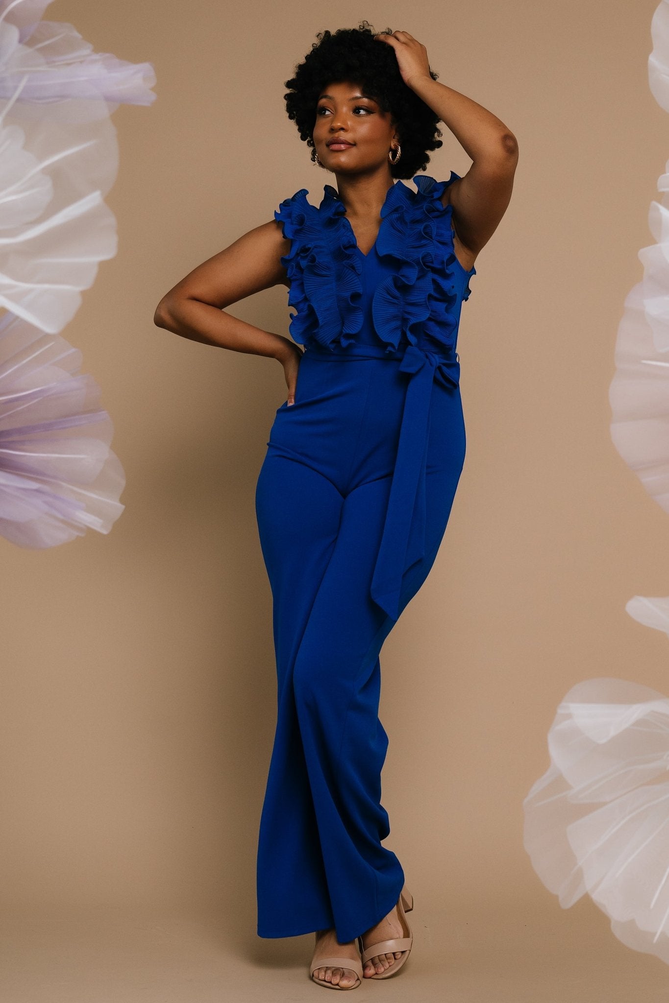 Tyra Ruffle Tank Jumpsuit | Cobalt Lowest Pice