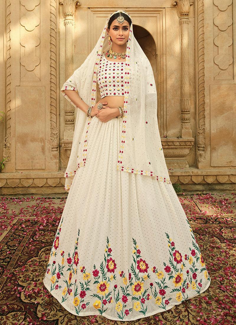 White Floral Embroidered Lehenga Cheap Sale Visit New