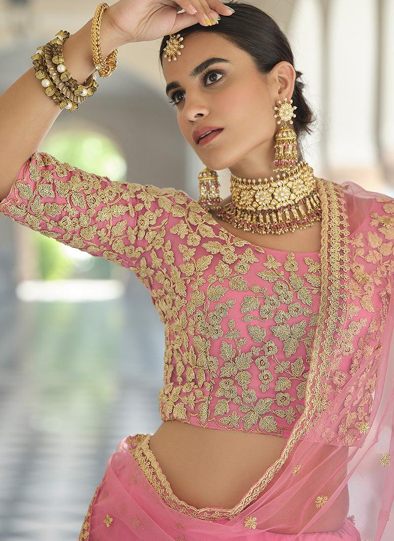 Baby Pink Color Soft Net Fabric Dori Work Ethnic Wear Lehenga Best Place To Buy Online