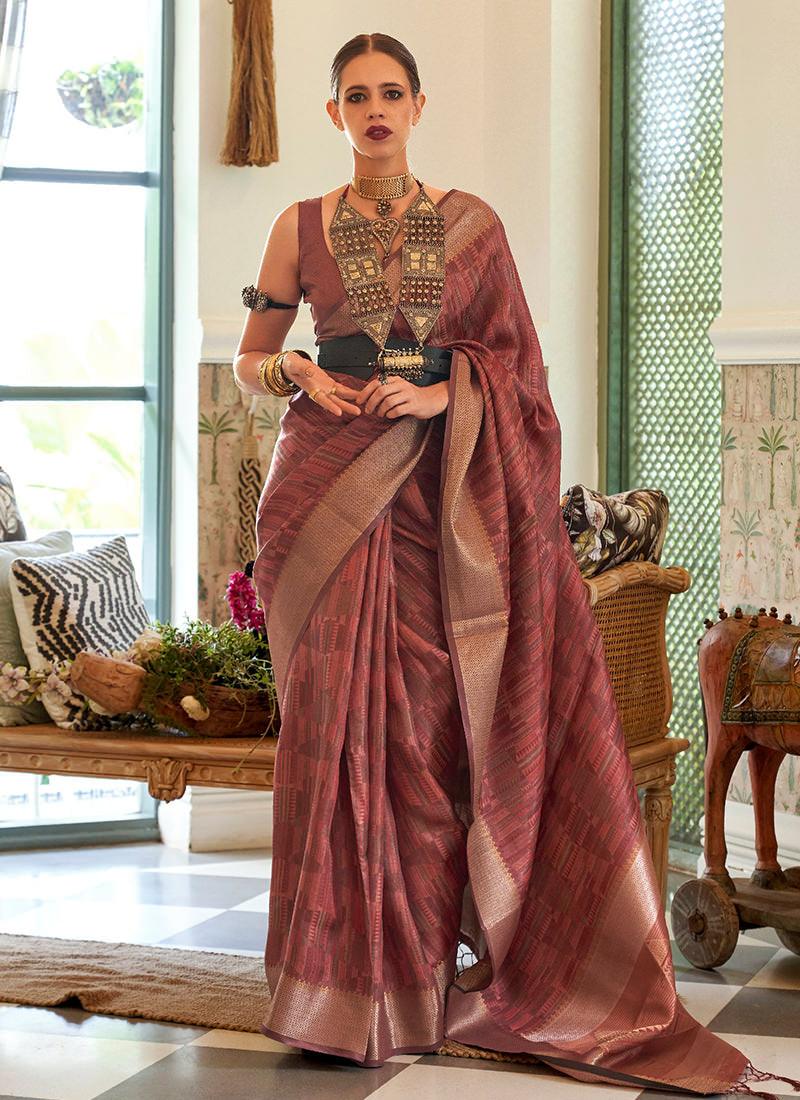 Maroon Color Two Tone Organza Saree Outlet 2025 Newest