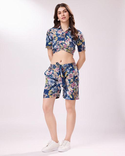 Dazzling Multi-Color Floral Printed Cotton Co-Ord Set Clearance For Cheap