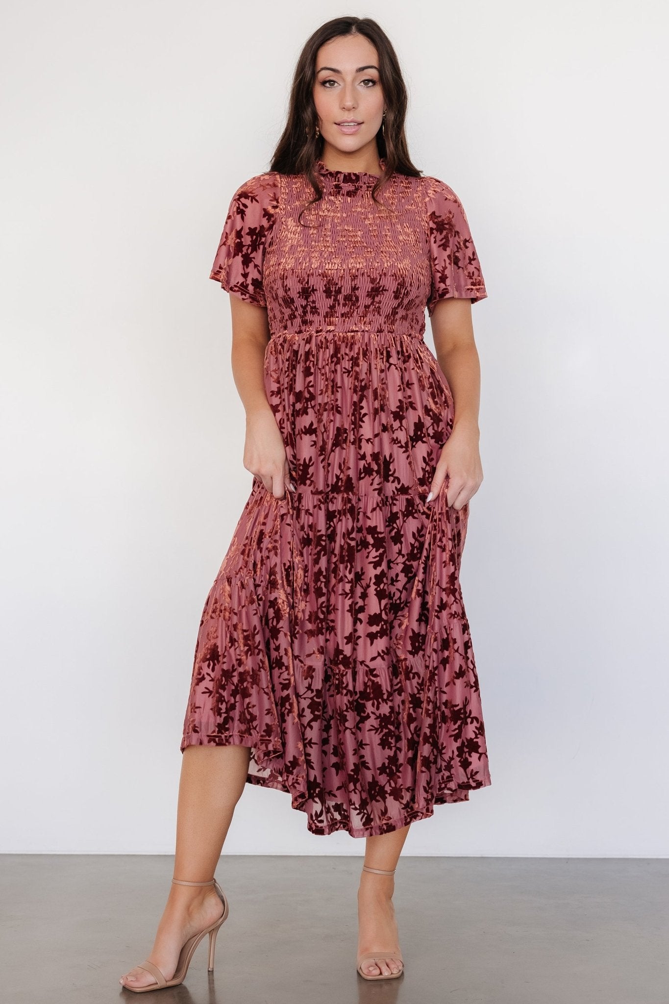 Callen Smocked Velvet Dress | Dusty Clove Sale Exclusive