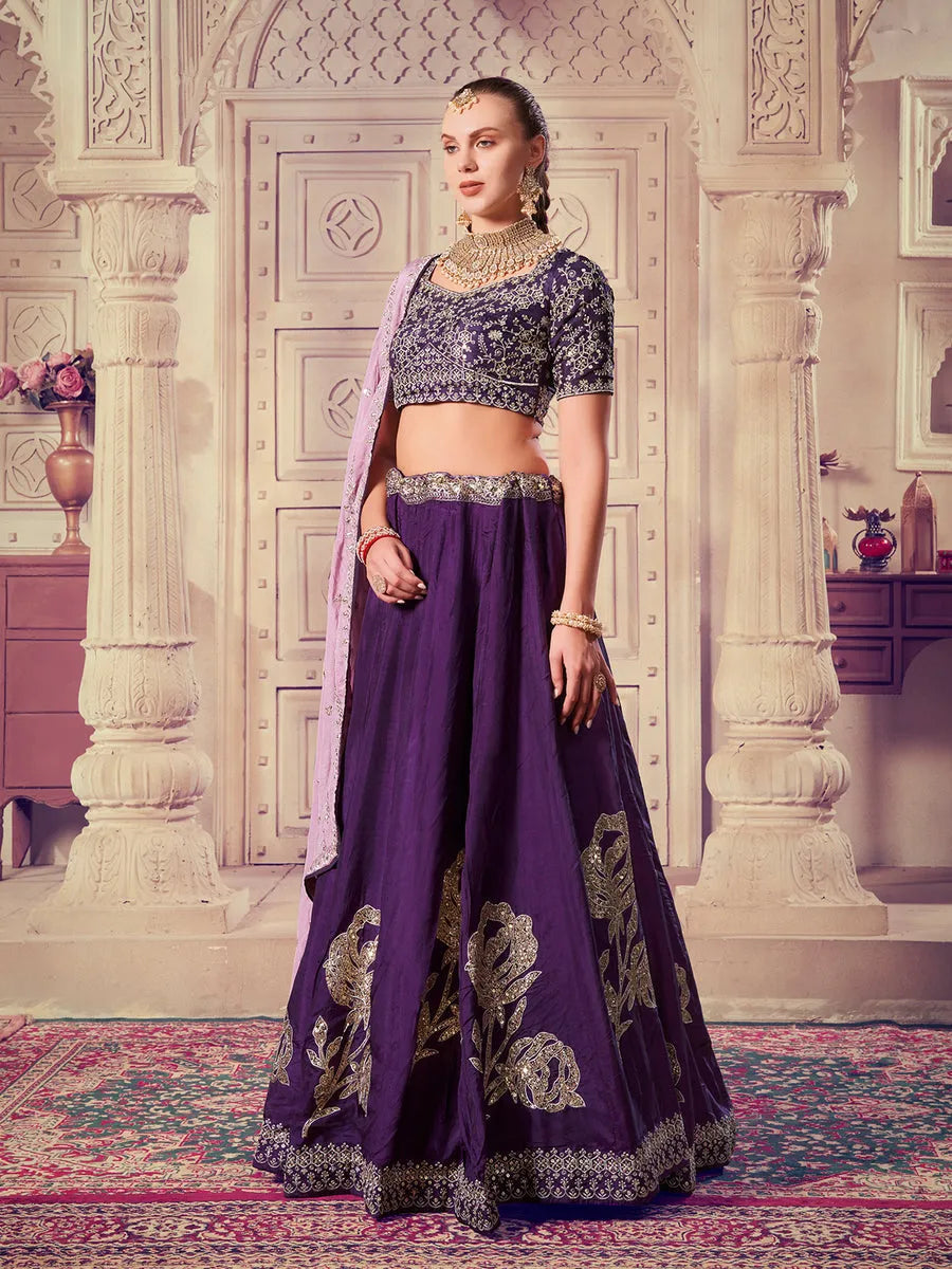 Designer Wine Embroidered Bridal Lehenga choli Set Cheapest