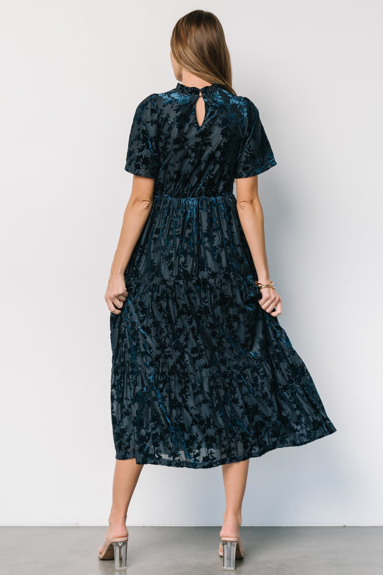 Callen Smocked Velvet Dress | Deep Blue Discount Outlet Locations