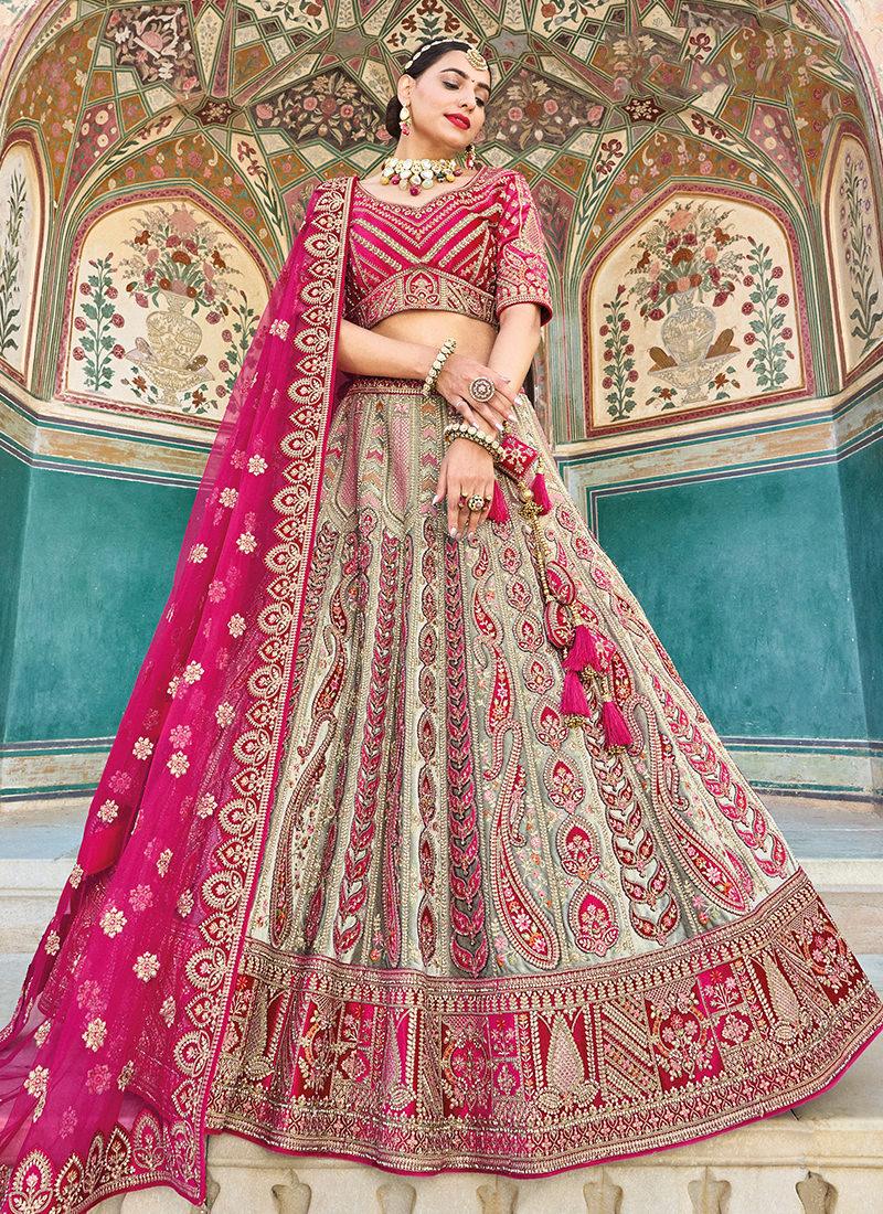 Heavy Embroidered Hot Pink Bridal Lehenga Clearance Good Selling