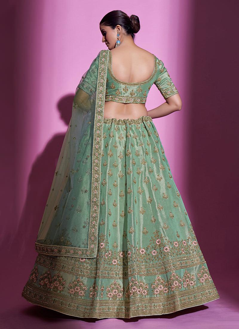 Pista Green Gota Silk Embroidered Heavy Lehenga Buy Cheap Best Pices