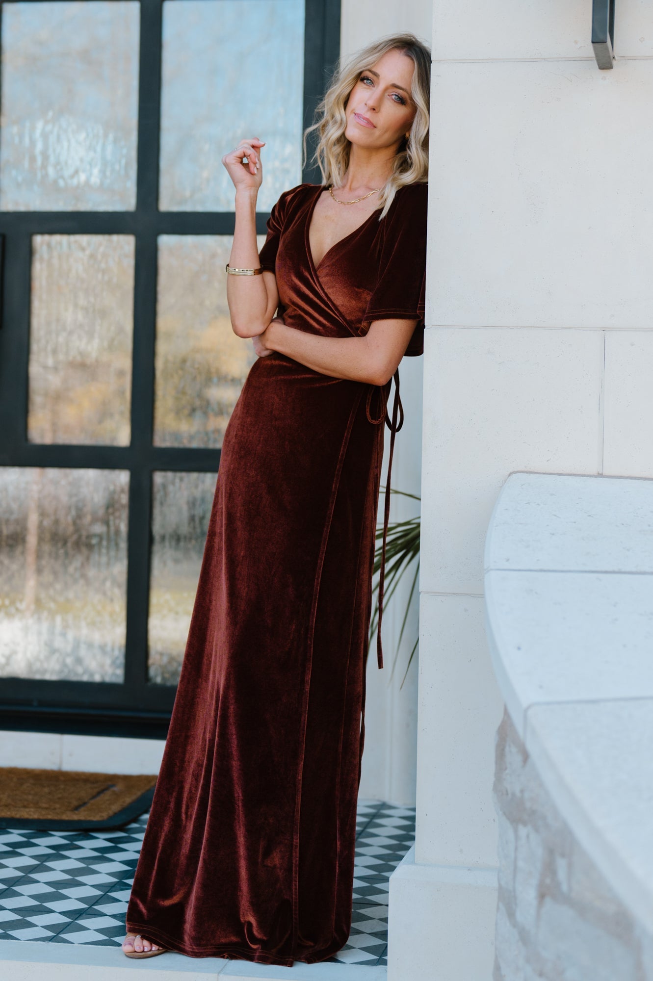 Meghan Velvet Wrap Maxi Dress | Bronze Low Pice Sale Online