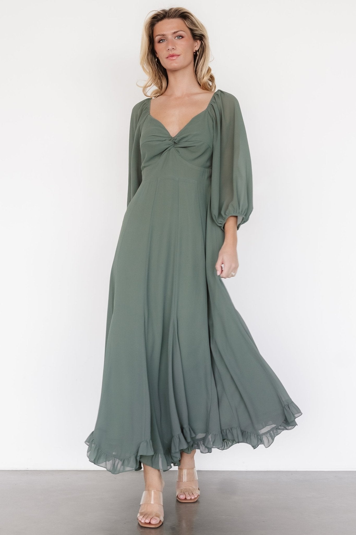 Estefania Maxi Dress | Dark Sage Clearance Manchester