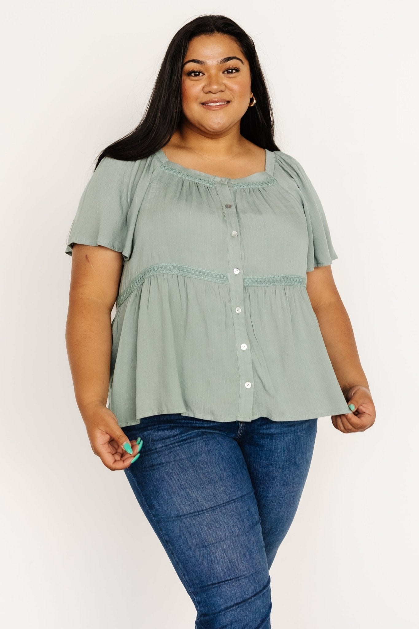 Unity Button Up Top | Sage Free Shipping Shop Offer