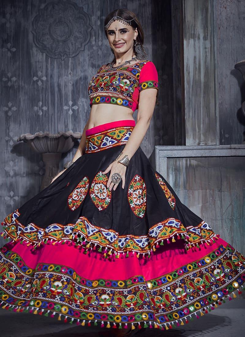 Mirror Work Pink Color Navratri Ghagra Choli Cheap Best Wholesale