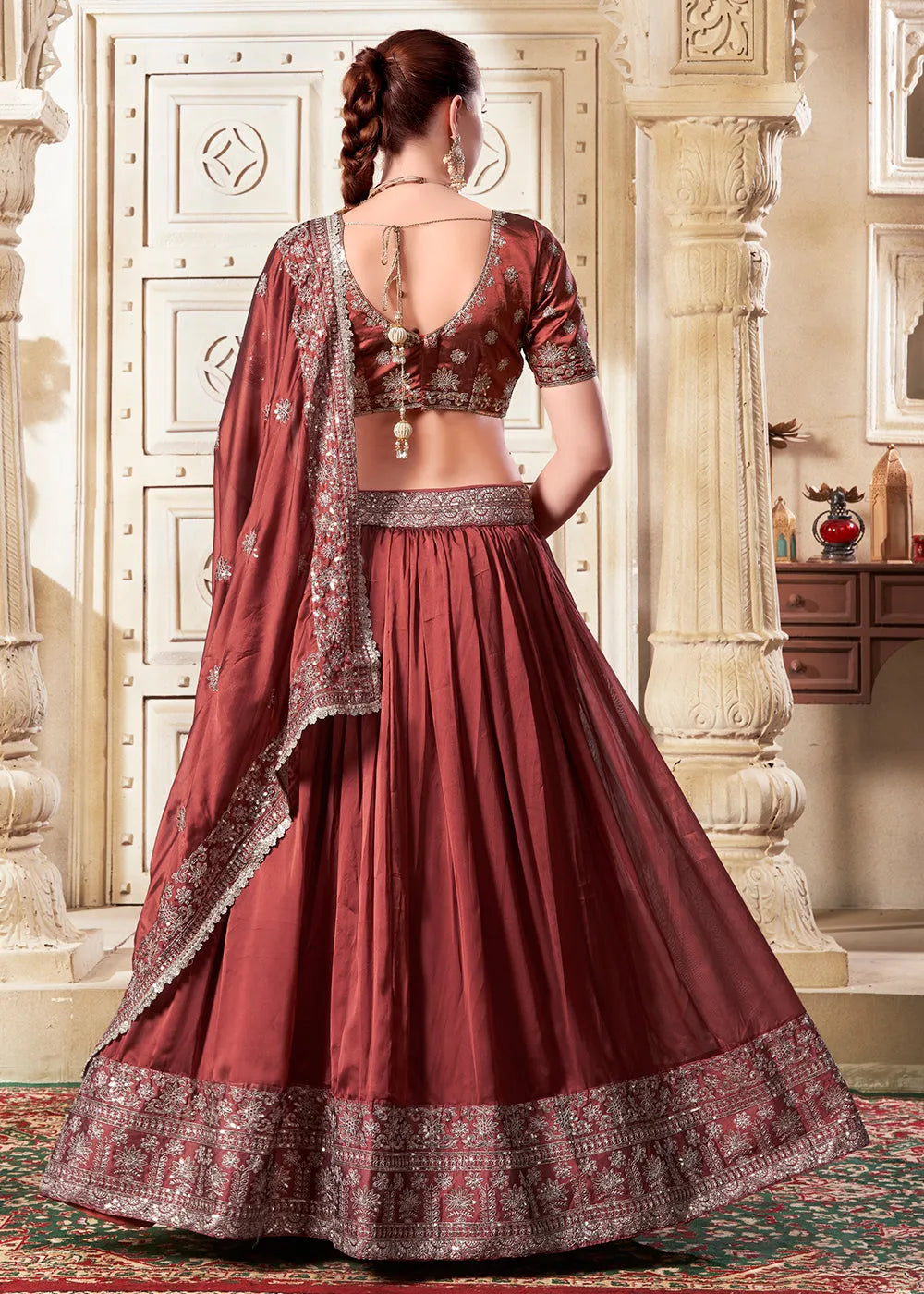 Enchanting and Designer Rusty Brown Wedding Style Lehenga Choli Sale New Styles