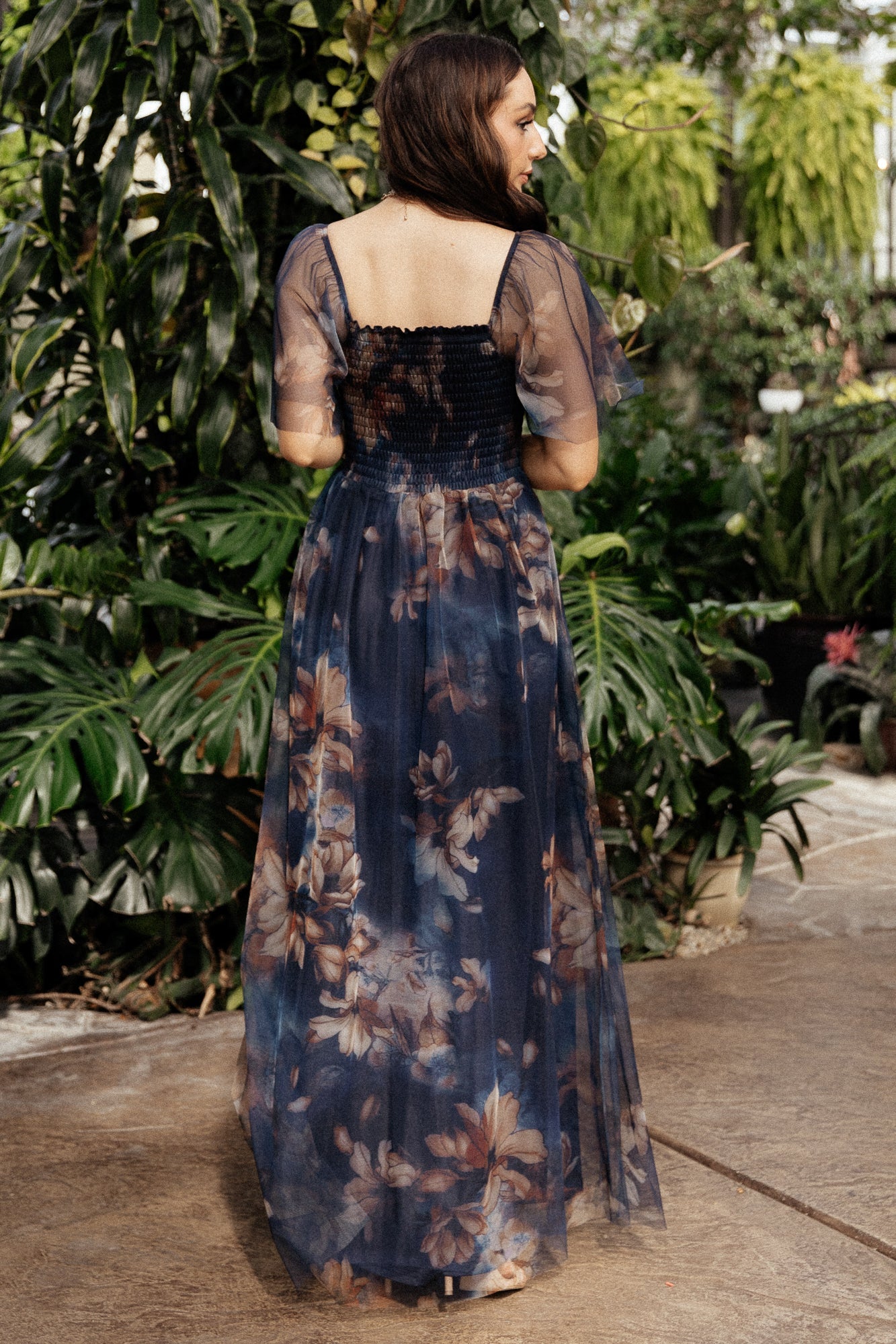 Cassandra Tulle Maxi Dress | Dark Blue Floral Discount Low Cost