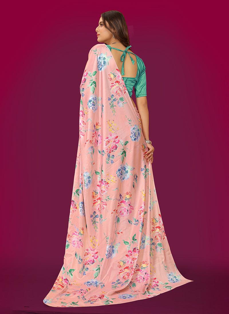 Pink Color Half Sleeves Satin Saree Cheapest Pice Cheap Online