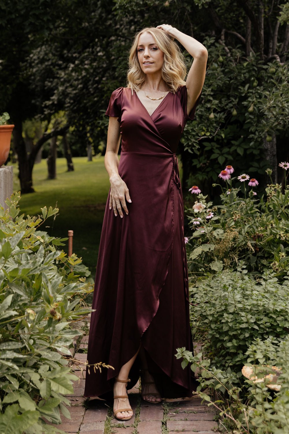 Krystal Satin Wrap Gown | Dark Clove Sale Best Wholesale