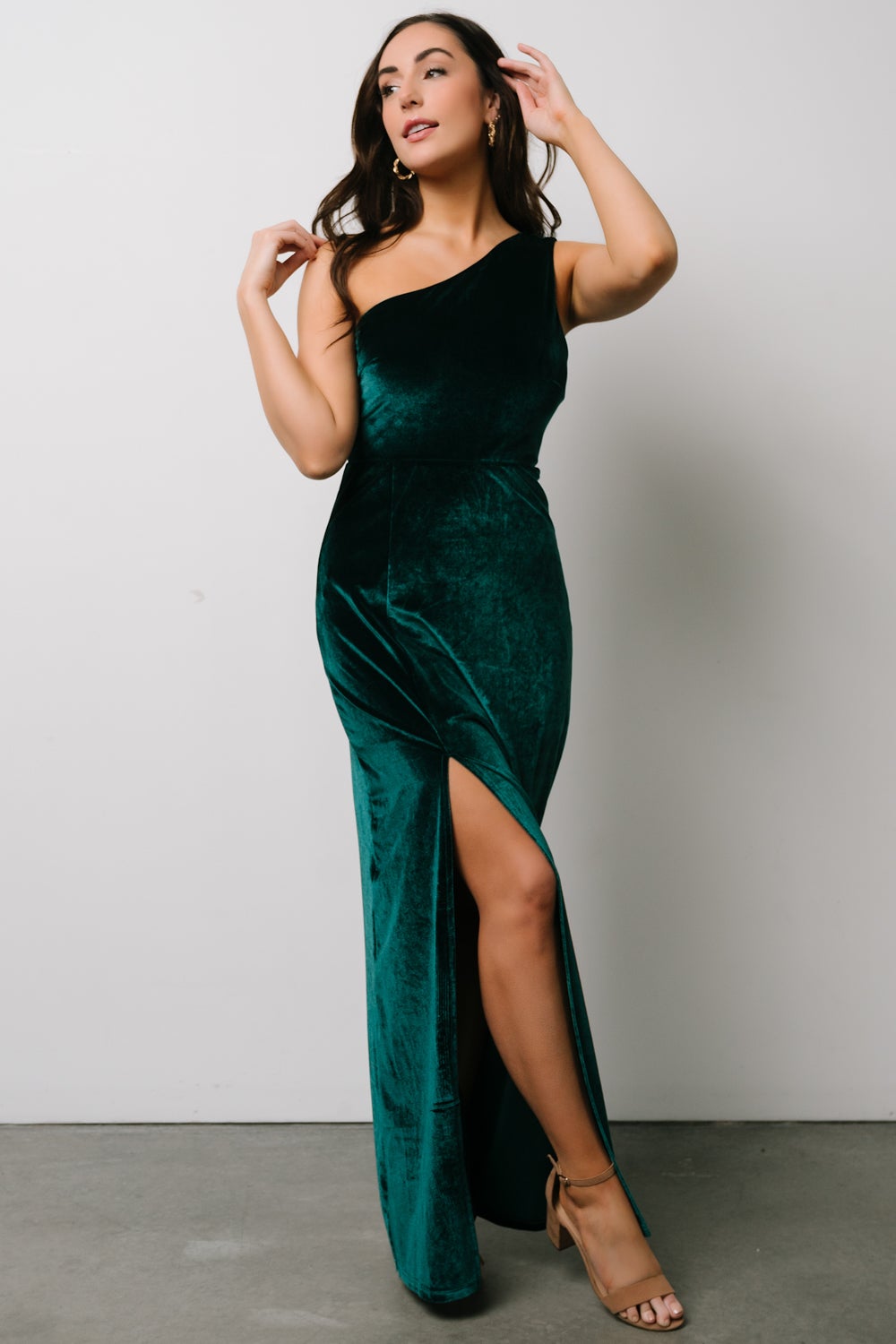 Tatiana Velvet One Shoulder Maxi Dress | Emerald Deals Online