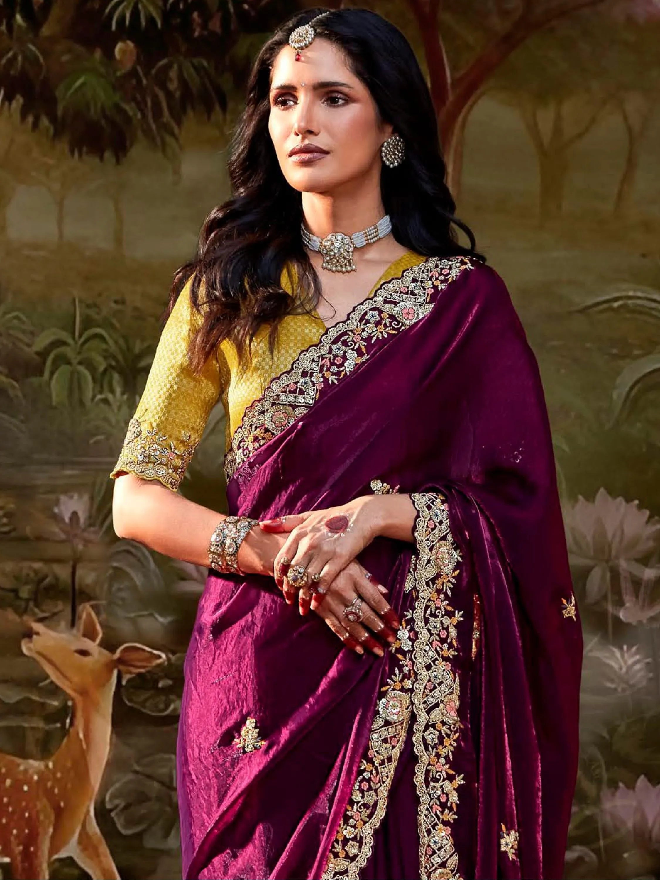 Wonderful Wine Pure Organza Sequins Embroidered Saree Buy Cheap Nicekicks