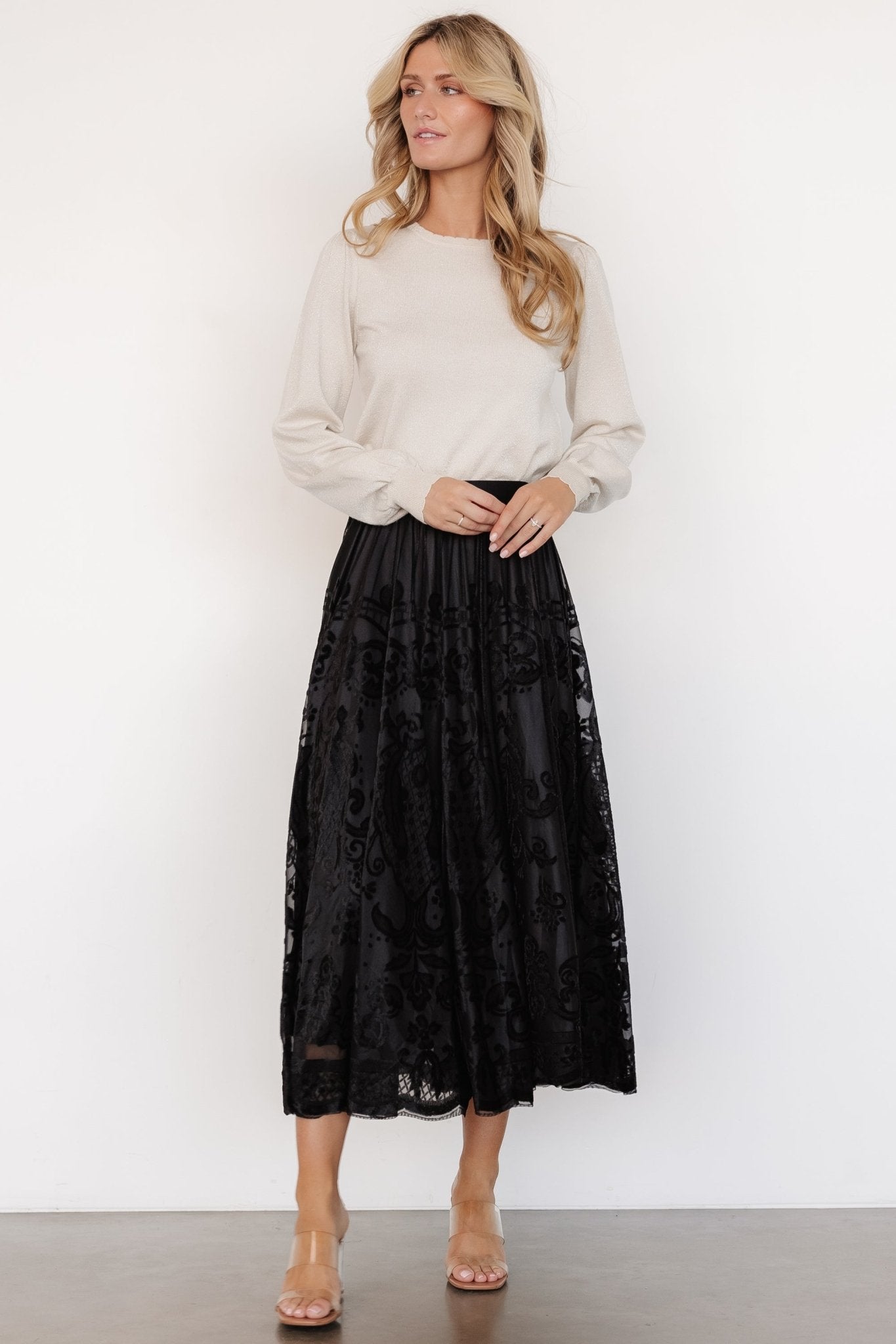 Palini Velvet Skirt | Black Clearance Amazon