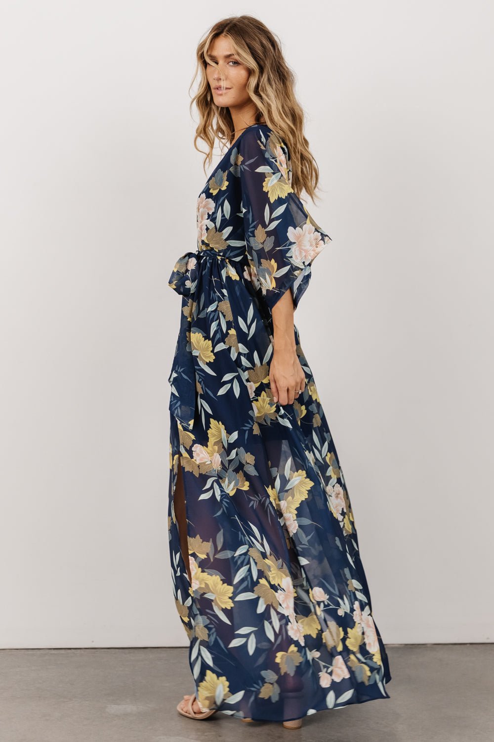 Kia Kimono Maxi Dress | Navy Floral Fashion Style Cheap Online