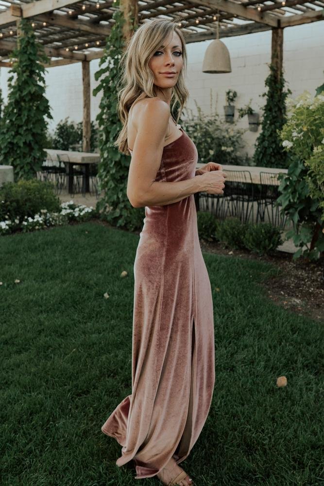 Tatiana Velvet One Shoulder Maxi Dress | Rose Cheap Sale Free Shipping