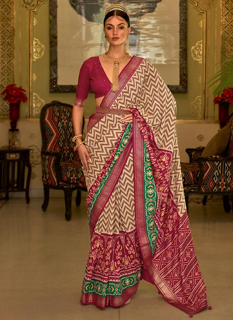 Maroon Color Smooth Patola Print Silk Saree Footlocker Finishline Sale Online