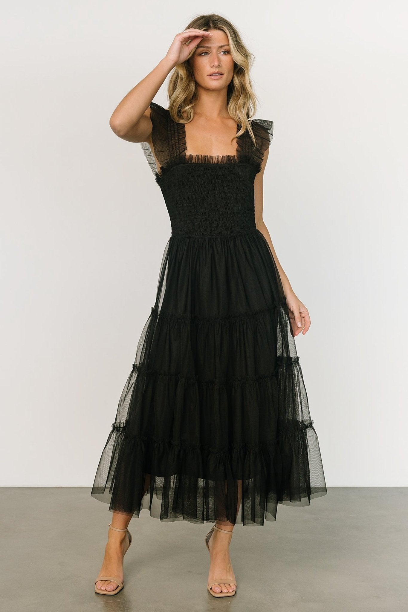 Emma Smocked Tulle Dress | Black Outlet Discount Authentic