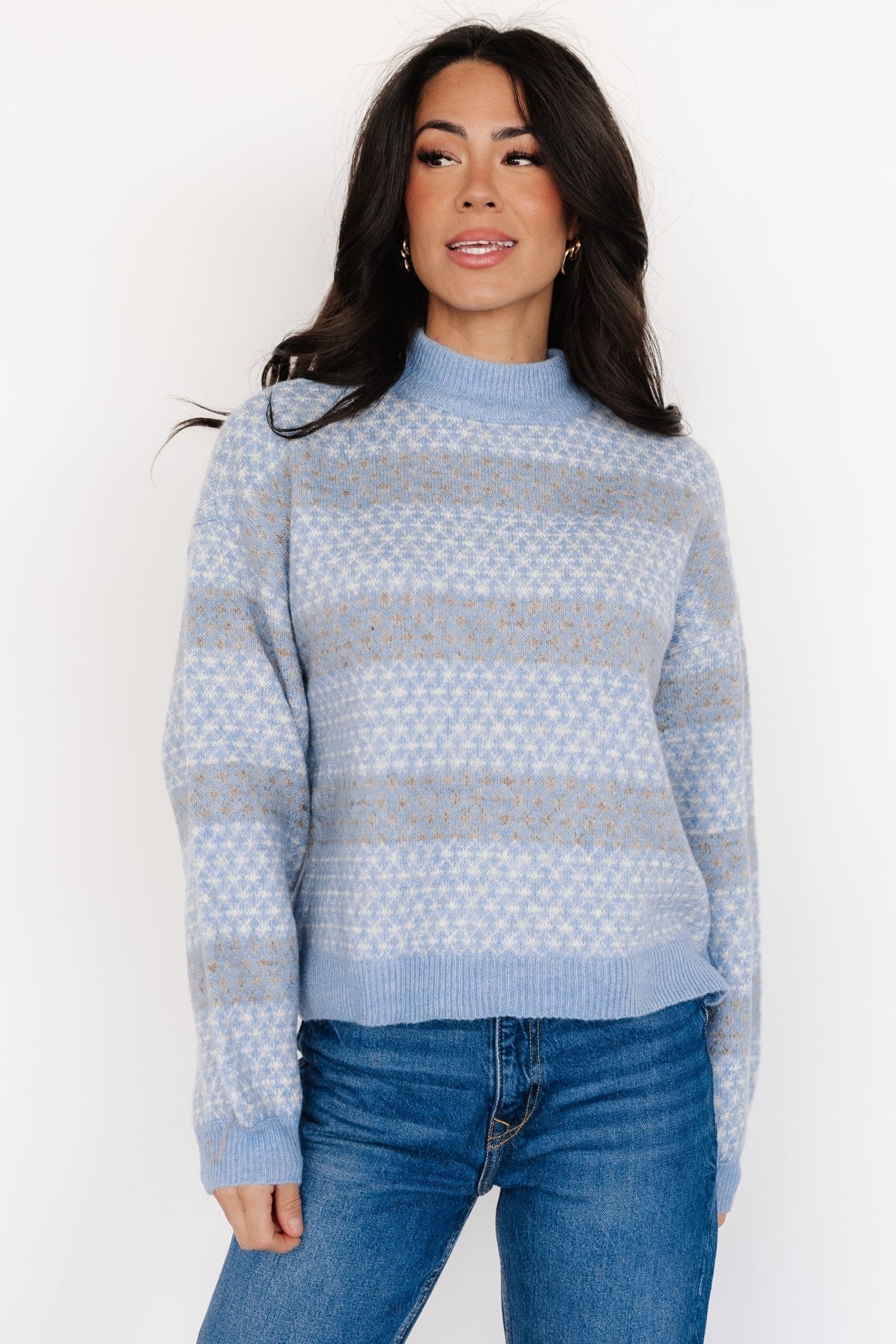 Henry Knit Sweater | Blue + Mocha Discount Big Discount