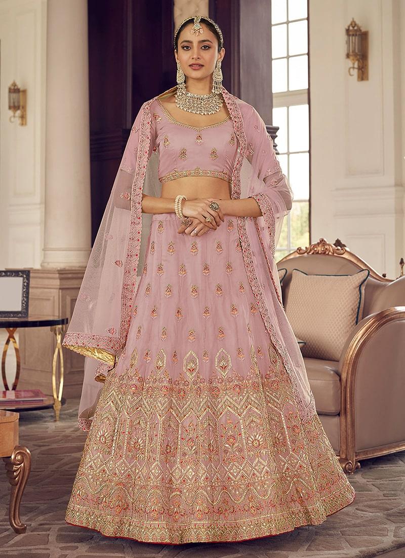 Zarkan And Thread Work Peach Color Organza Base Bridesmaid Lehenga Choli Professional Cheap Pice