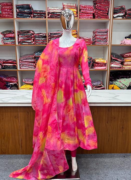 Pink Organza Silk Anarkali Suit with Gota Patti Dupatta Best Store To Get Sale Online