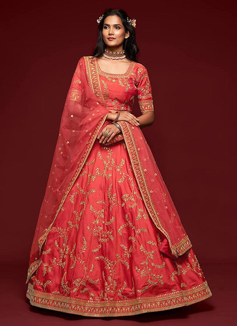 Red Color Art Silk Fabric Dori Work Lehenga With Net Dupatta Buy Cheap Great Deals