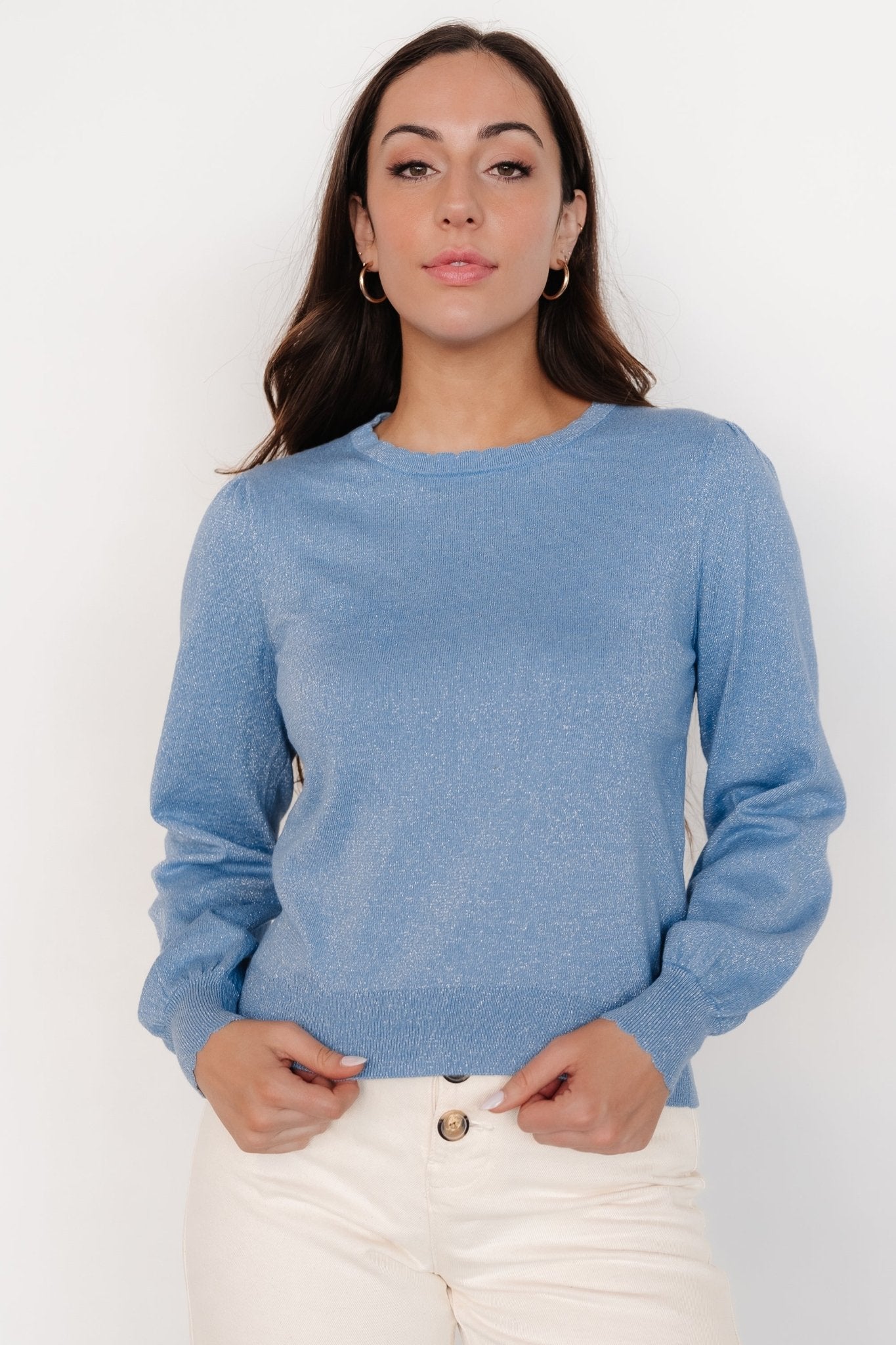 Benson Shimmer Sweater Top | Blue Cheap Best