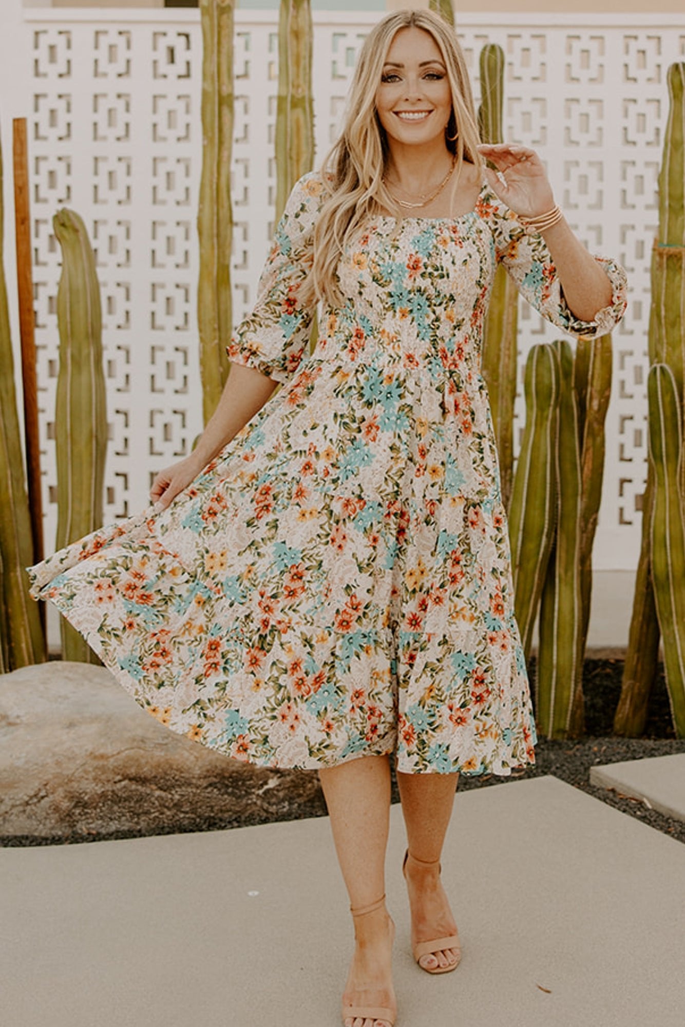 Marta Smocked Midi Dress | Summer Floral 100% Authentic