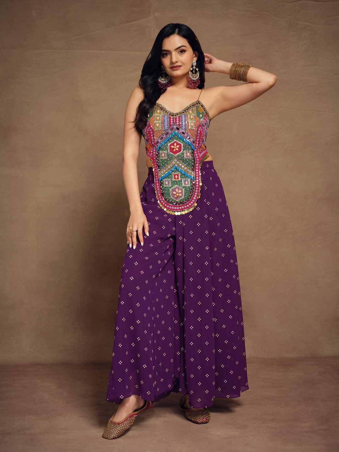 Purple silk Embroidered ready-to-wear co-ords 2025 New Sale Online