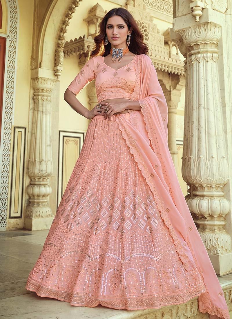 Sequins And Resham Work Occasion Wear Pink Lehenga Choli How Much Cheap Online