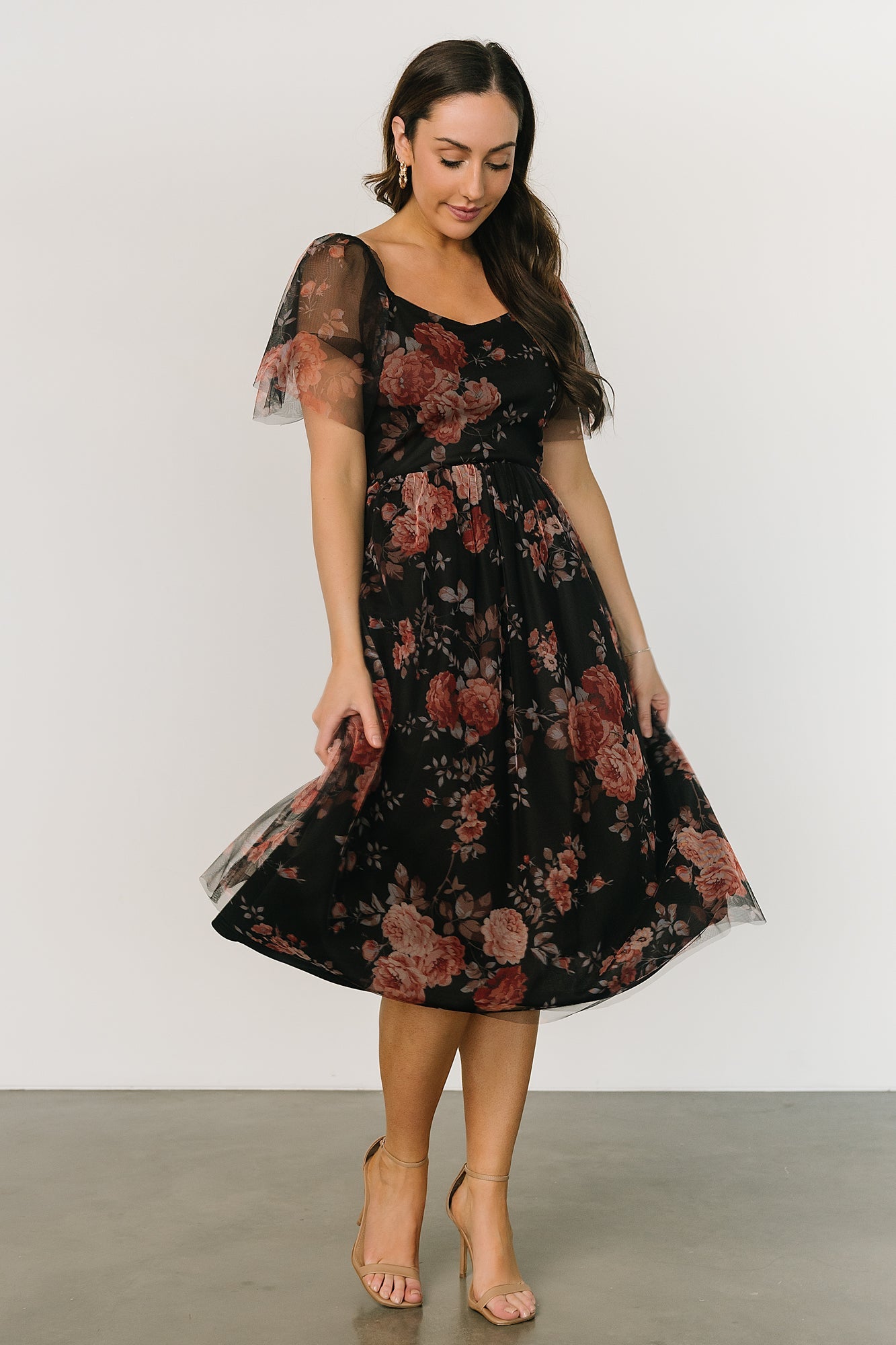 Gwyneth Tulle Midi Dress | Black Multi Clearance For Cheap