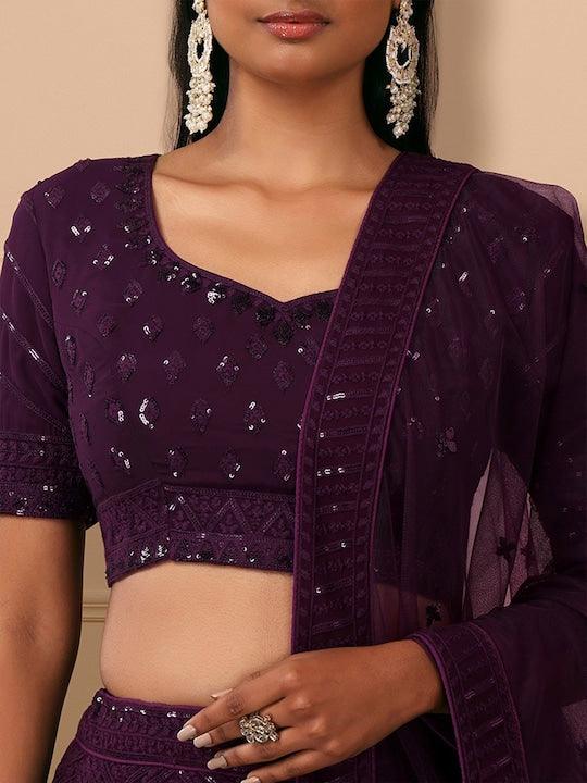 Purple Georgette Sequinned  Flared Lehenga choli Buy Cheap Order