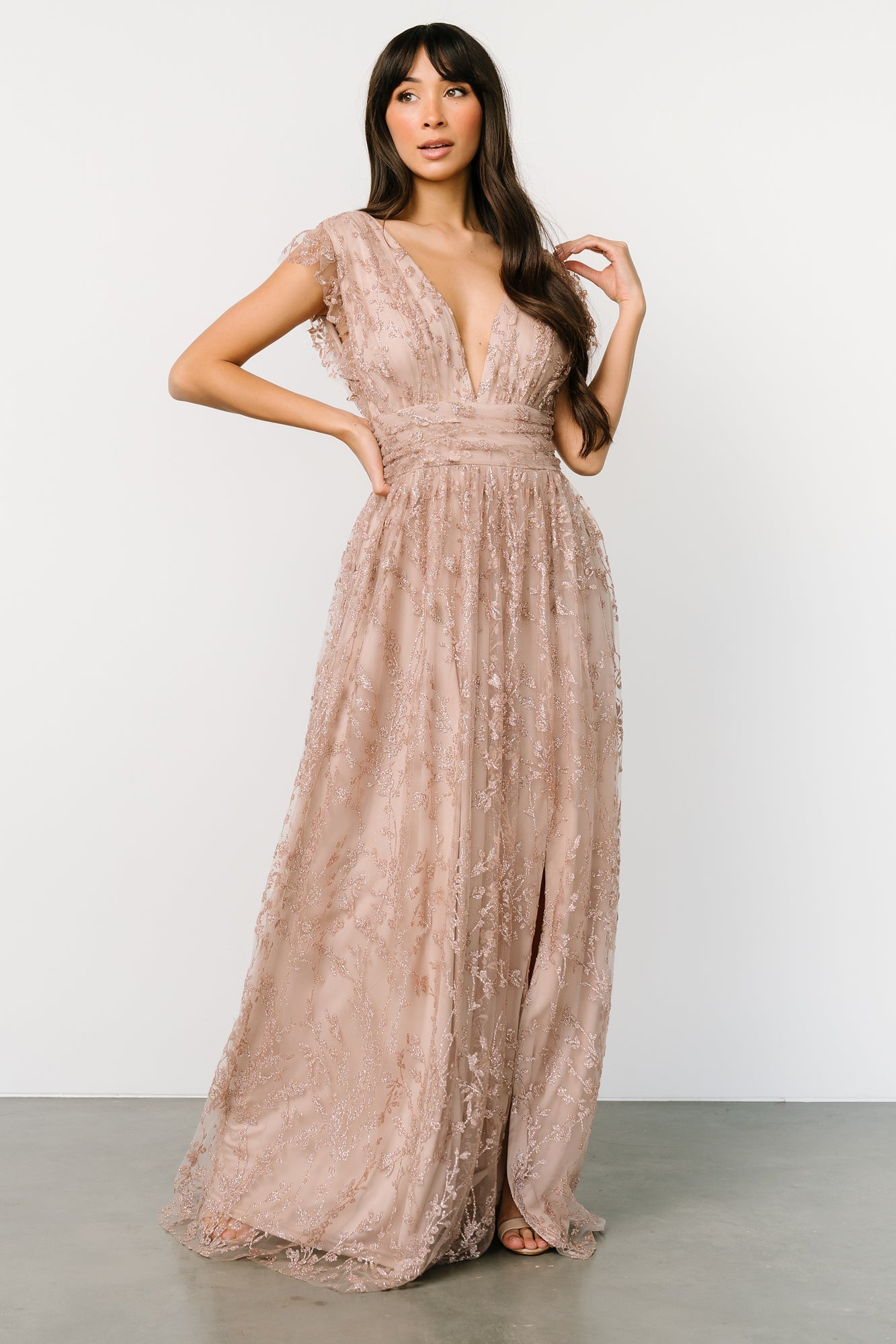 Arlene Shimmer Gown | Nude Rose Pre Order