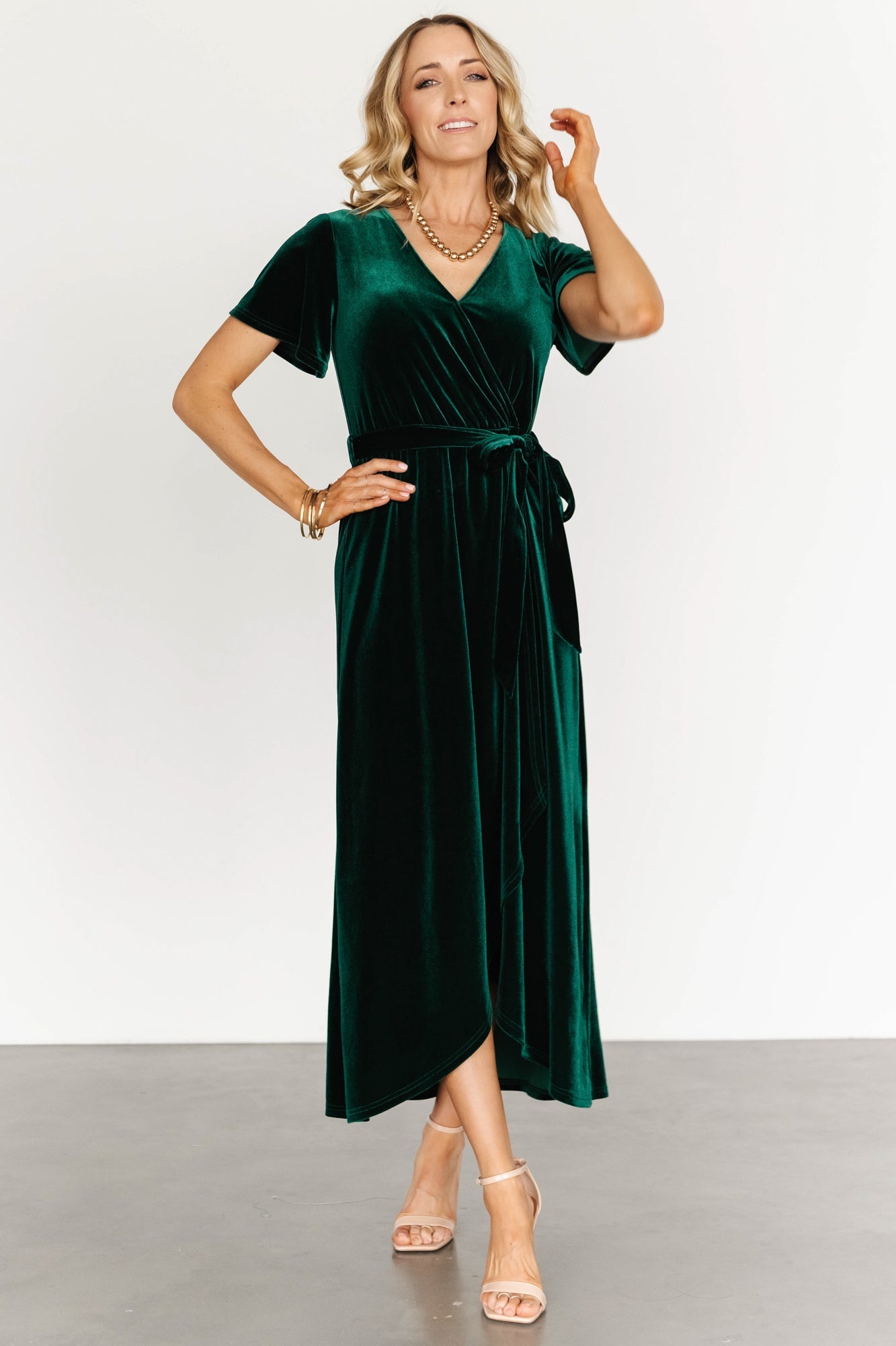 Nadine Velvet Midi Dress | Green Cheap Extremely