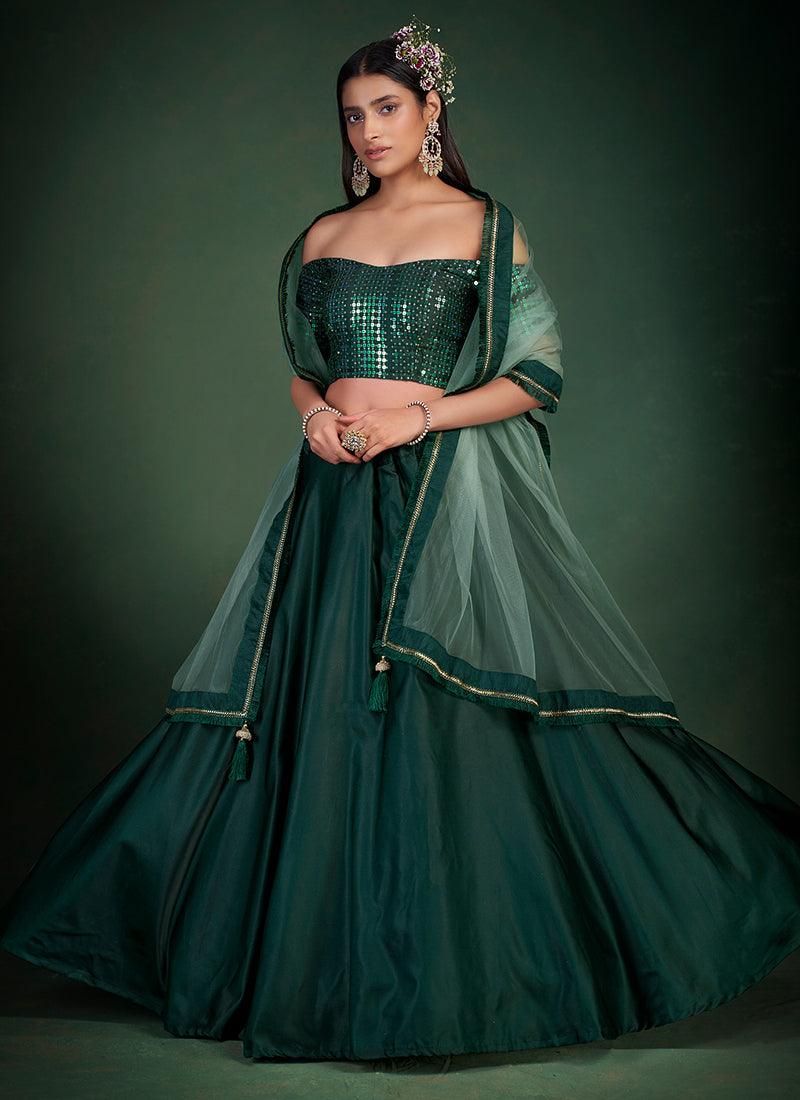 Off Shoulder Green Chaniya Choli Wholesale Pice Cheap Online