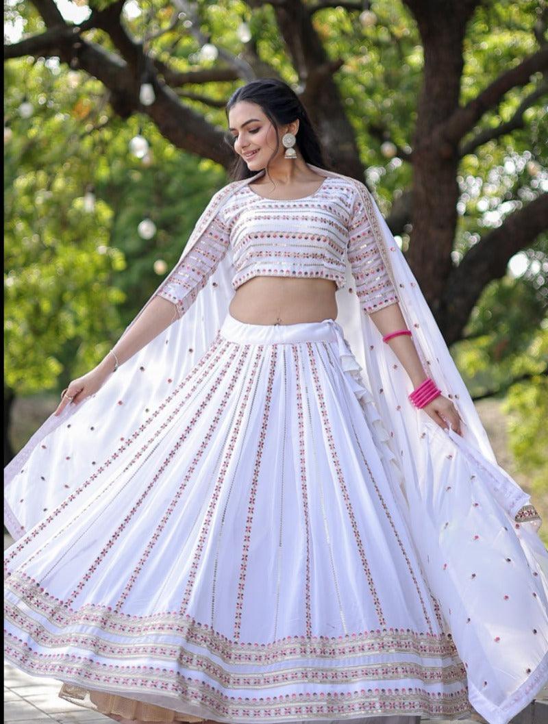 Magnetic White Faux Georgette Coding Embroidered Lehenga Set Clearance Online Official Site