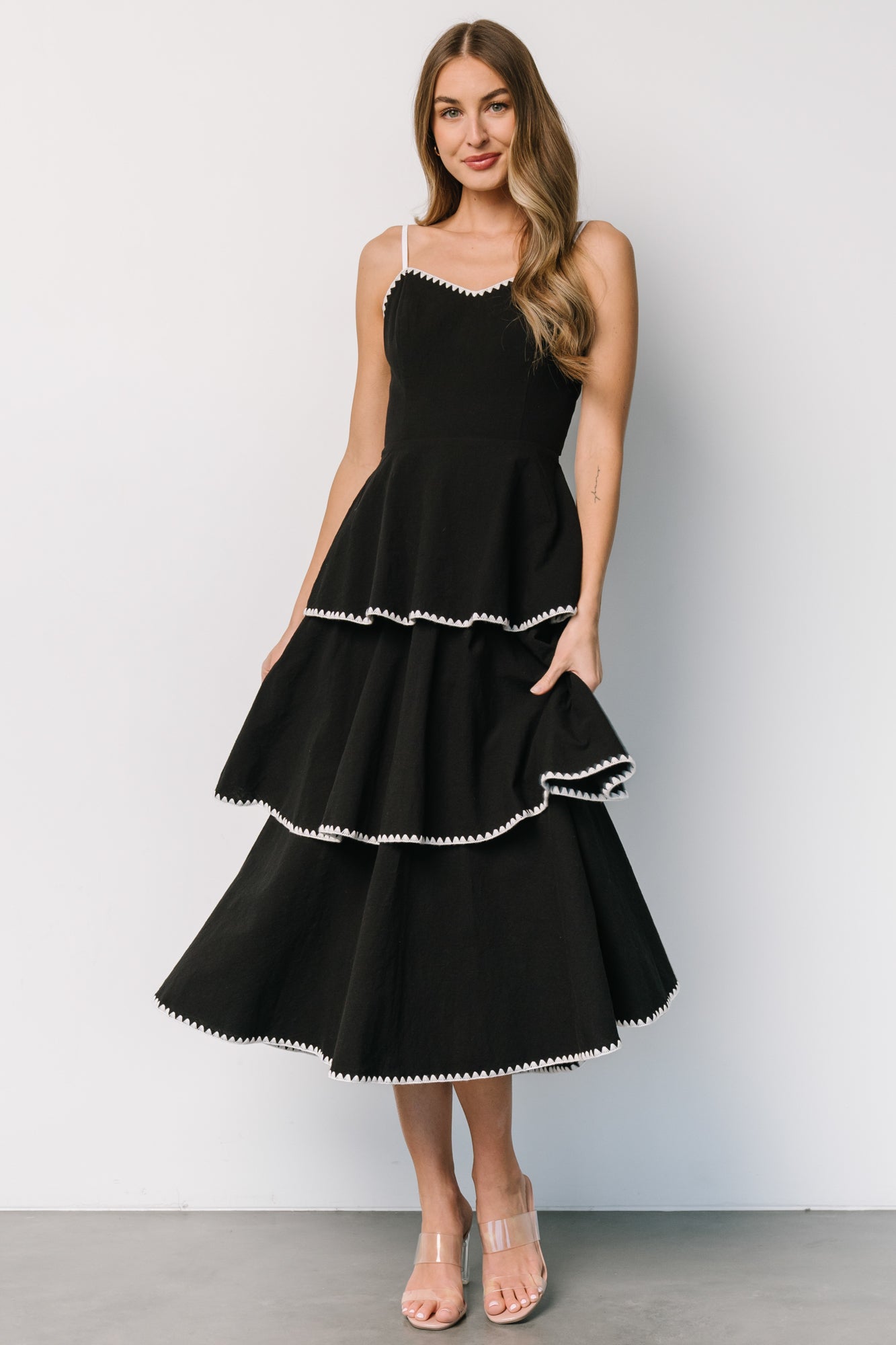 Odette Tiered Dress | Black + White Discount In China