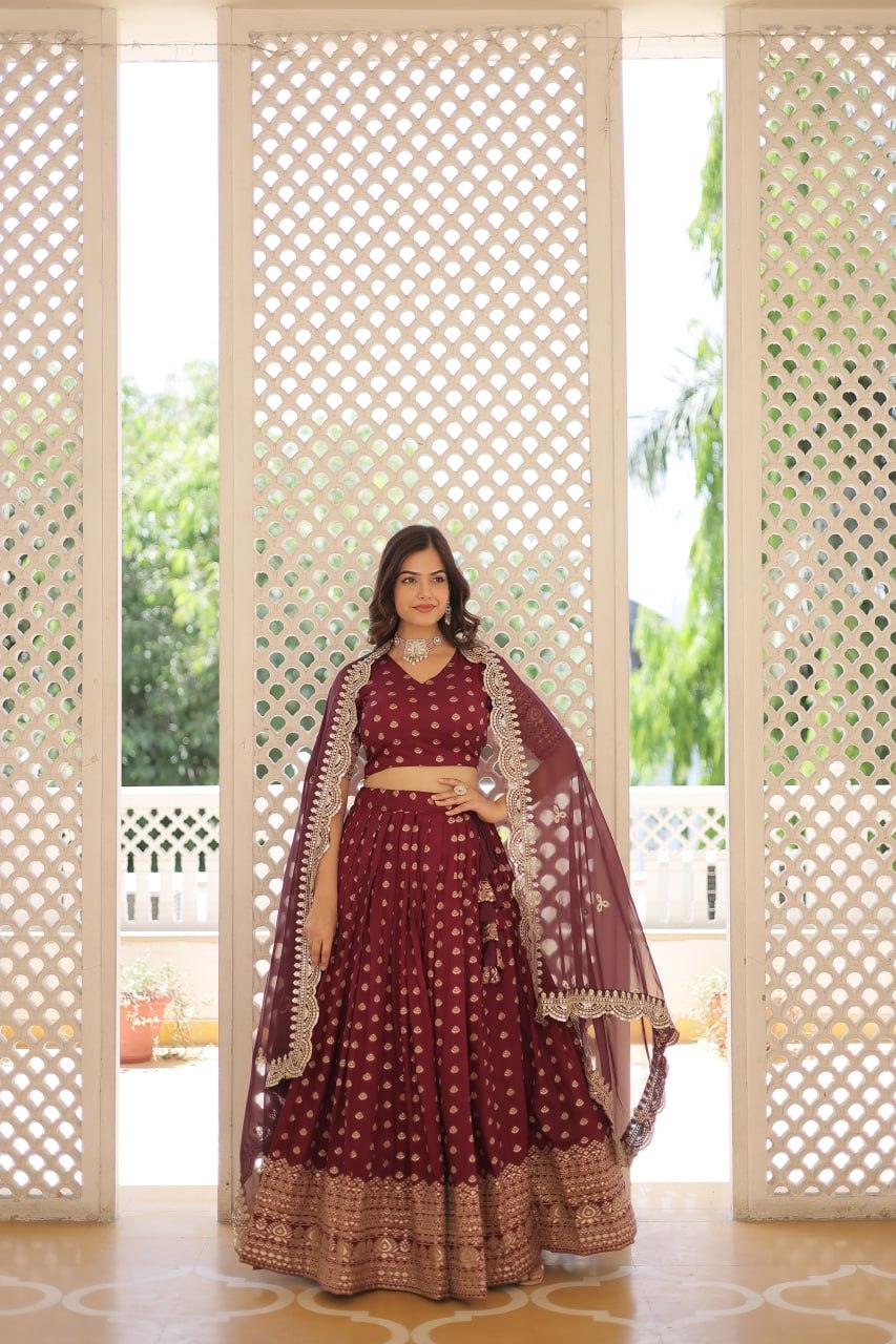 Pure Dyable Viscous Jacquard Double Zari Worked Lehenga Choli Clearance Genuine