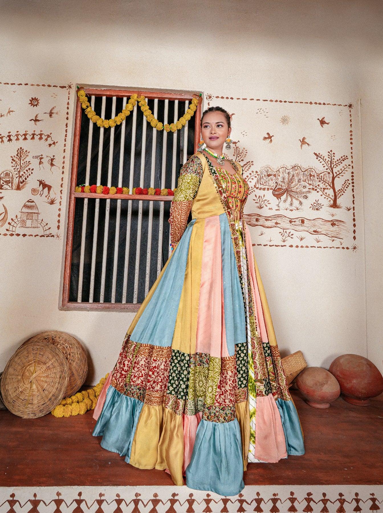 Stunning Multicolored Traditional Indo-Western Set Discount Outlet Store