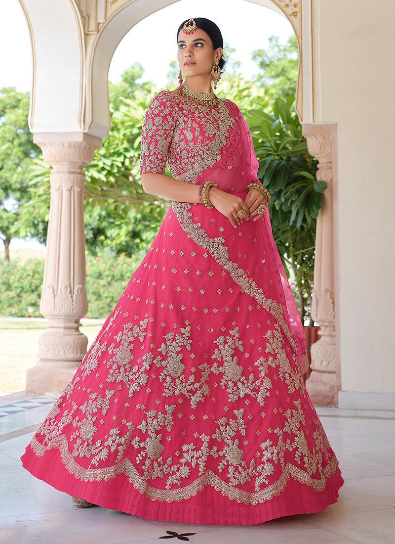 Pink Color Soft Net Base Sequins And Dori Work Lehenga Choli Really Cheap